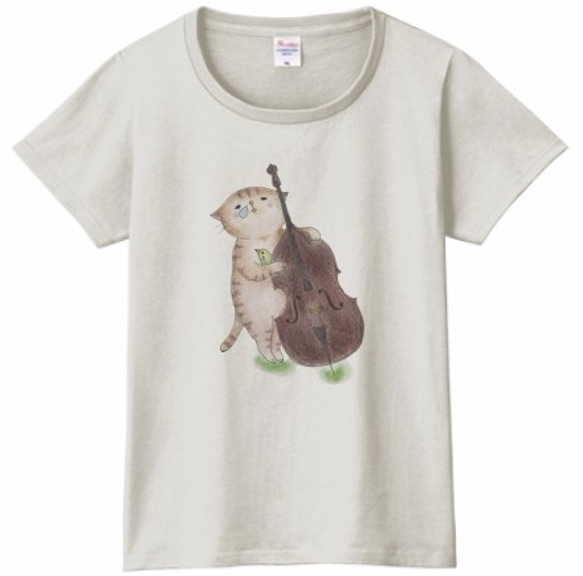 コントラバス猫のＴシャツ 3枚目の画像