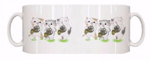ホルン3匹猫のマグカップ【楽器ねこシリーズ】 3枚目の画像