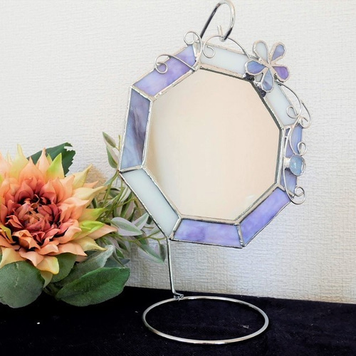 ✴︎:.｡.: 新色 ラベンダー色の八角形鏡♪ （16size） ドレッサー
