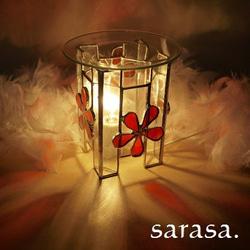 赤いお花のステンドグラスのアロマランプ♪ 2枚目の画像
