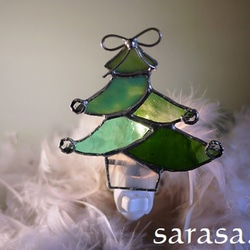 クリスマスツリーのフットランプ♪　*ステンドグラス* 2枚目の画像