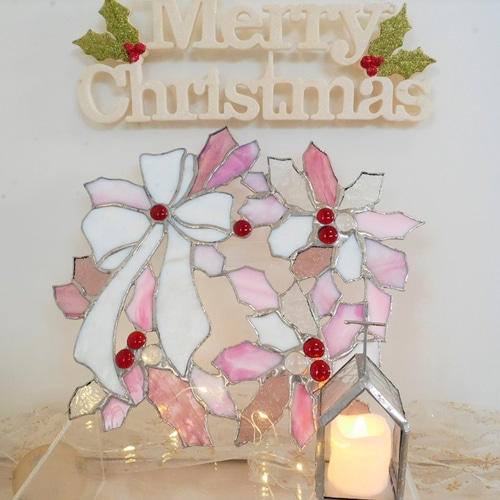 ステンドグラスのクリスマスリース リース Unit Glass Studio