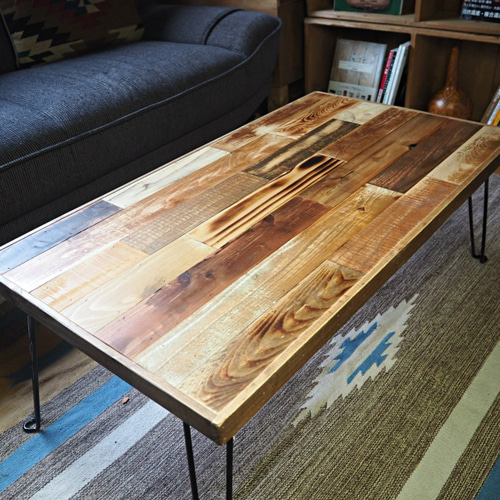 古材とアイアンのリビングローテーブル 送料無料】折りたたみ 古材 ローテーブル リビングテーブル センター