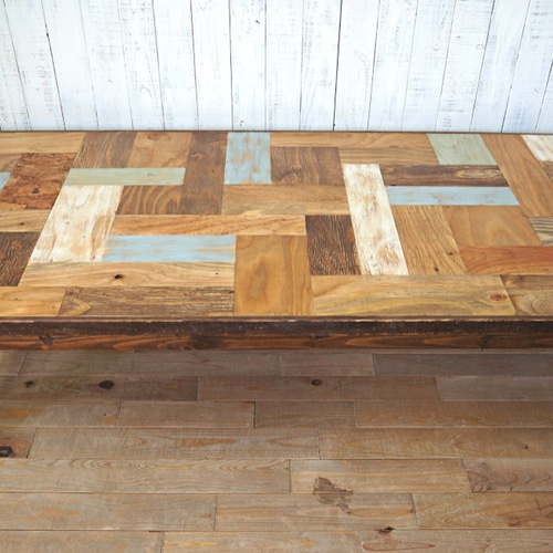 パッチワークな古材ローテーブル ローテーブル・リビング