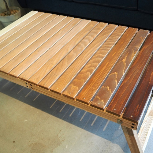 送料無料】青森ヒバとナラの折りたたみテーブル /キャンプ