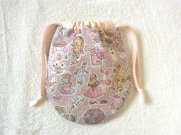 リバティのbaby巾着　ギャリーモジャース・レイナード(レトロピンク・ピンク）　∞受注制作∞　 1枚目の画像