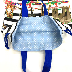 《送料無料》入園入学 再販サファリ柄の裏地付き体操服袋 4枚目の画像
