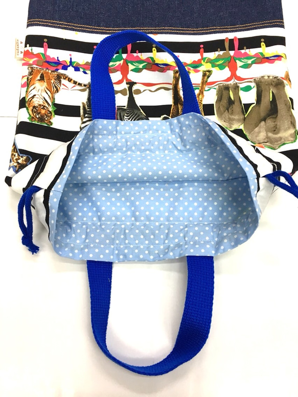 《送料無料》入園入学 再販サファリ柄の裏地付き体操服袋 4枚目の画像