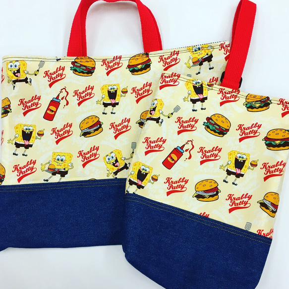 スポンジボブ、レッスンバッグ、上履き袋など、オーダー受付中です。 スポンジボブのレッスンバック&シューズケース その他入園グッズ