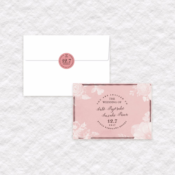 Pinky Blossom 招待状　| 結婚式・ウェディングペーパーアイテム・海外風・カリグラフィー 3枚目の画像