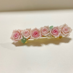 薔薇のバレッタ   ピンク 1枚目の画像