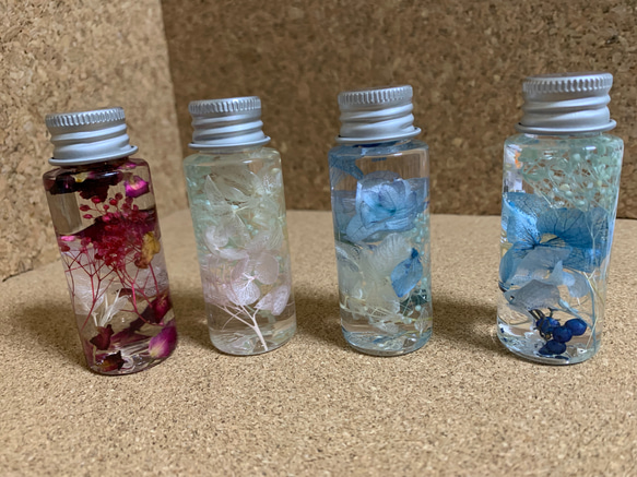 【Creema限定】紫陽花福袋  アクセサリーセット ピーチミックス ハーバリウムの小瓶つき 4枚目の画像