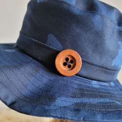 自分らしくアレンジ hat  ゆったり サイズ調節付き ワイヤー入りハット 迷彩 wood 5枚目の画像