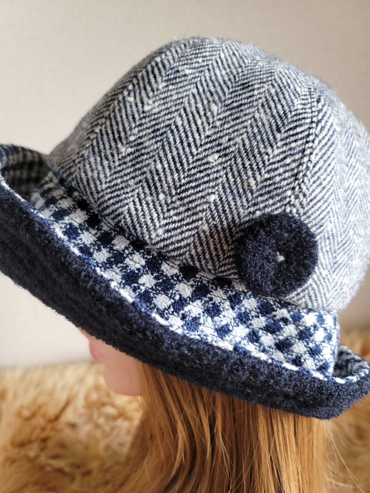 フィット hat★ブルー系ネイビーツイード