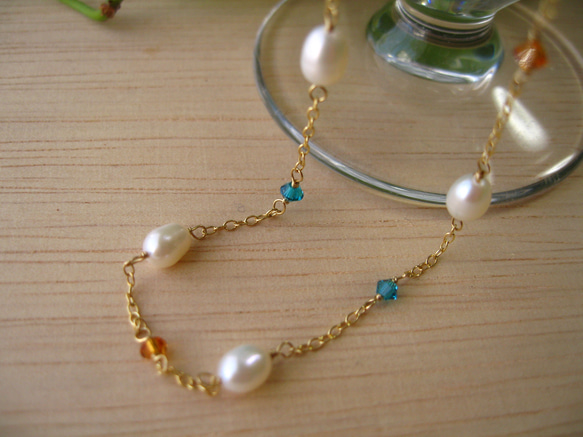 Fresh water pearl necklace vitamin colour 2枚目の画像