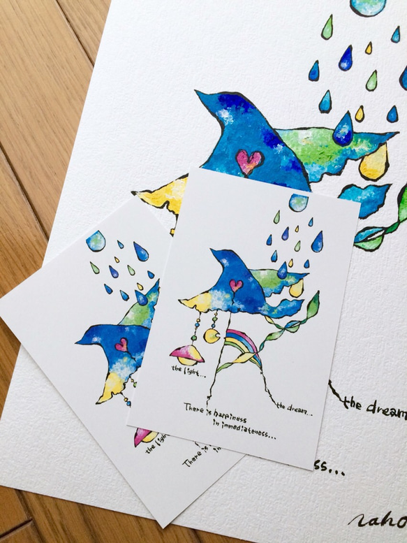 『幸せ運ぶ青い鳥さん』postcard2枚セット 1枚目の画像