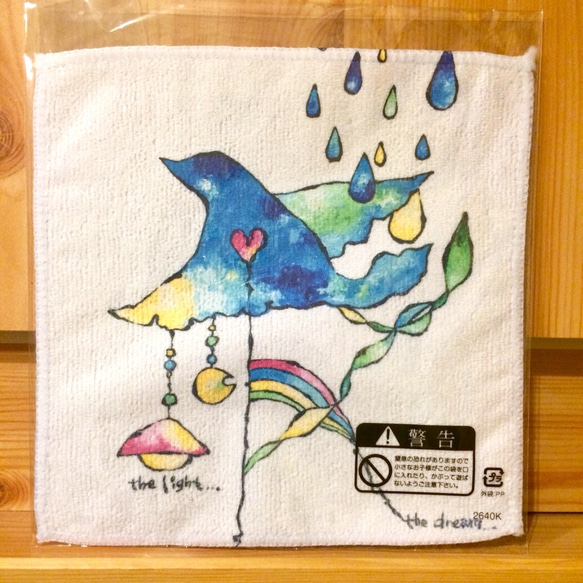 『幸せ運ぶ青い鳥さん』ハンドタオル【送料無料】 2枚目の画像