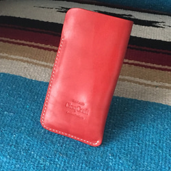 栃木オイルレザーのiPhoneSE第二世代/8 /7スリーブケース。レッド。 2枚目の画像