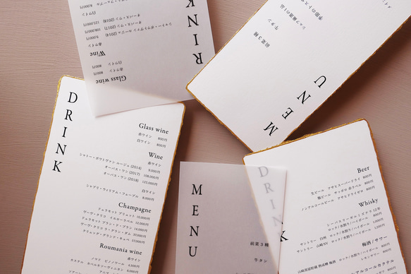 【メニュー表 / トレーシングペーパー】Wedding menus  ‖ ドリンクメニュー・ペーパーアイテム 4枚目の画像