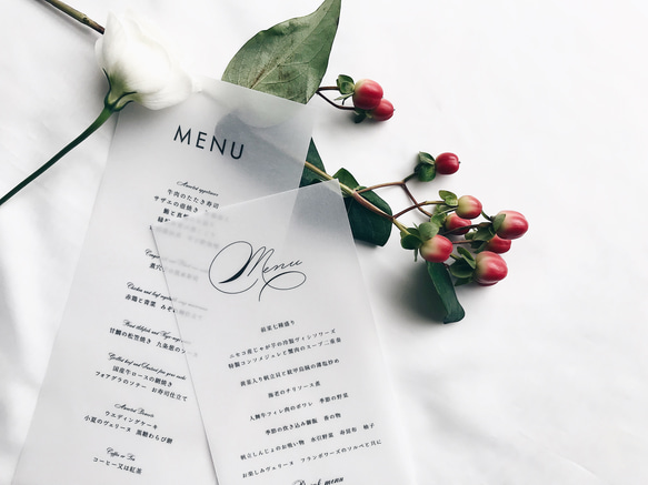 【メニュー表 / トレーシングペーパー】Wedding menus  ‖ ドリンクメニュー・ペーパーアイテム 5枚目の画像