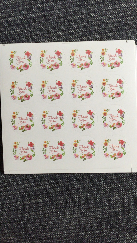 THANK YOU シート flower 16カット＊4枚  3.5cm 1枚目の画像