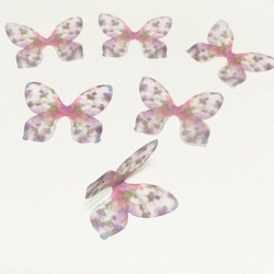 「5個セット アメリカン」30mm 蝶々 オーガンジー アクセサリー素材 BFS003 2枚目の画像