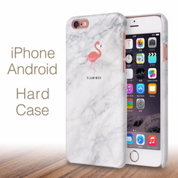 iPhone13 対応 ハードケース フラミンゴ 大理石風 iPhone 12 11 SE X 8 android 1枚目の画像