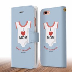 I LOVE MOM iPhone XR XS XSmax Ⅹ 8 7 6 5 Android対応 手帳型ケース 2枚目の画像