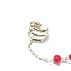 色を選んでね♪ラウンドとダガービーズと３連のイヤーカフ（ゴールド色）／　シャープ　ガラス　夏　涼しげ 6枚目の画像