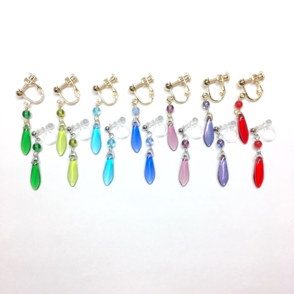 定形郵便：７色から選べるラウンドとダガービーズのピアス　／　スタッド　フック　ガラス　チェコ 6枚目の画像