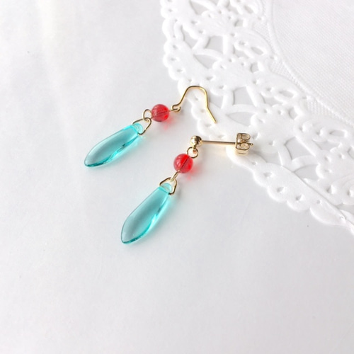 定形郵便：イケメン魔法使いのイヤリング ／ ガラス チェコ イヤリング