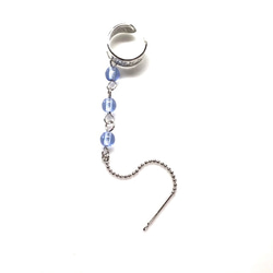 3WAY サファイアと銀色のダイヤ柄のイヤーカフ　（色変更可能・１個販売） 2枚目の画像