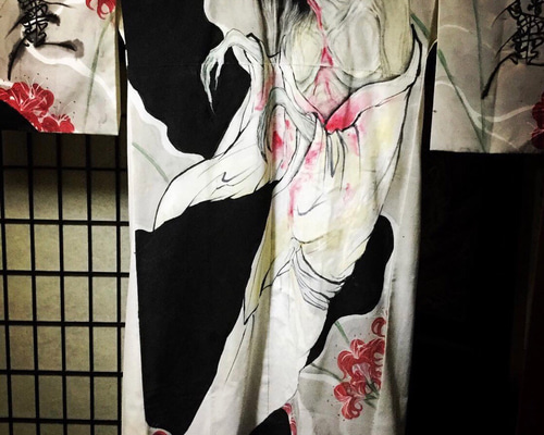 「霊峰幽水 水墨縦額装アート」 オリジナル風水開運版画 YZ26 霊峰富士・九頭馬 吉岡浩太郎