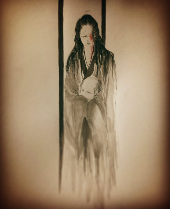 【見本】期間限定‼️幽霊画イラスト承ります 幽霊画お描きします(自宅に幽霊画如何でしょうか) イラスト JiNTAi