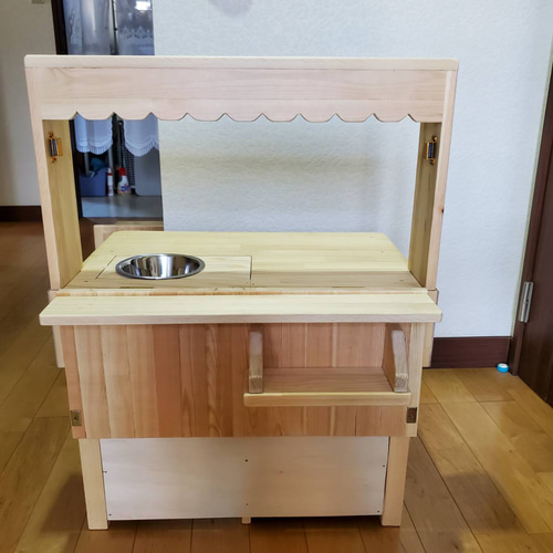 受注製作】木製ままごとキッチンセット(使わないときは机に変身