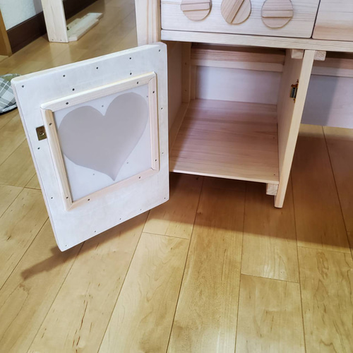 受注製作】木製ままごとキッチンセット(使わないときは机に変身