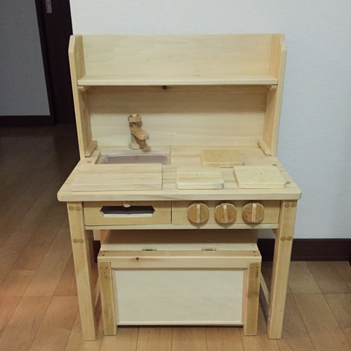 受注製作】手作り木製ままごとキッチン&イス おもちゃ・人形 ナオナオ