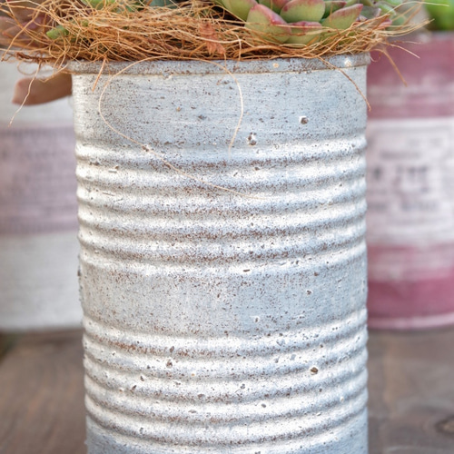 リメイク缶多肉植物寄せ植えM ブルーグレー 一輪挿し・花瓶・花器