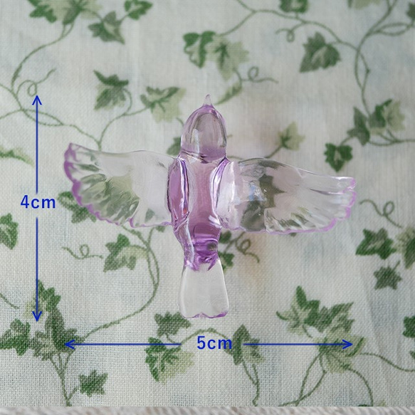 鳥のオーナメントパーツL クリアパープル 3枚目の画像