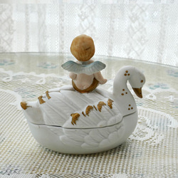 ヴィンテージ　陶器の小物入れ　swan 2枚目の画像