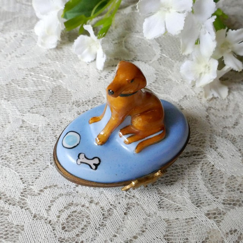 フランス Limogesリモージュ 陶器小物入れ Dog その他インテリア