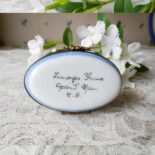 フランス　リモージュ　小物入れ　手描き　陶器製 Amazon｜フランス Limoges リモージュ 陶器小物入れ