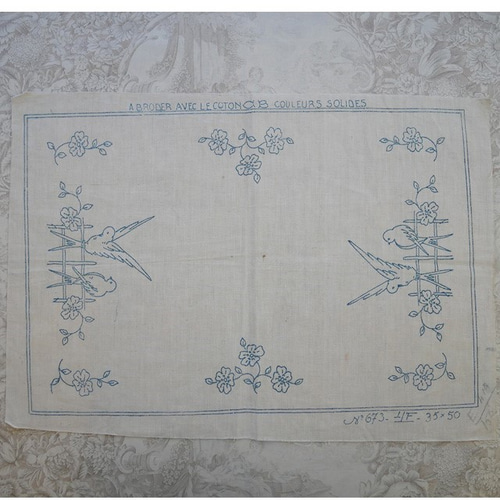 フランスアンティーク 刺繍図案 バードL 編み図・パターン