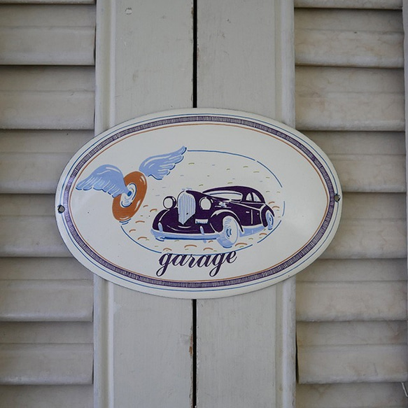 フランスのホーロープレート　garage ドアプレート 2枚目の画像
