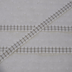 フランス細巾リボンテープ白チェック 3枚目の画像