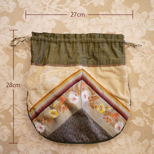 フランス　リボンの巾着バッグ 3枚目の画像