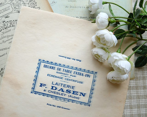 ヴィンテージ フランスの古い紙 Butter Wrappers blue その他素材