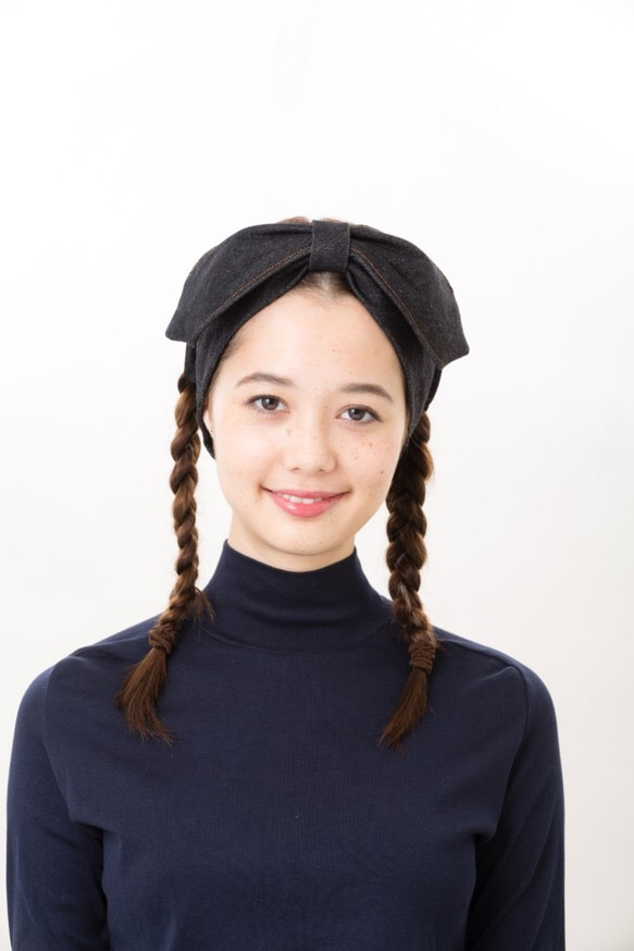 3WAY DENIM HAIRBAND/BLACK　デニムヘアバンド 2枚目の画像