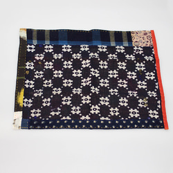 昭和の藍染で作った　古代裂（古代ぎれ）手縫い花ふきん４ 2枚目の画像