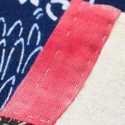 昭和の藍染で作った　古代裂（古代ぎれ）手縫い花ふきん８ 4枚目の画像